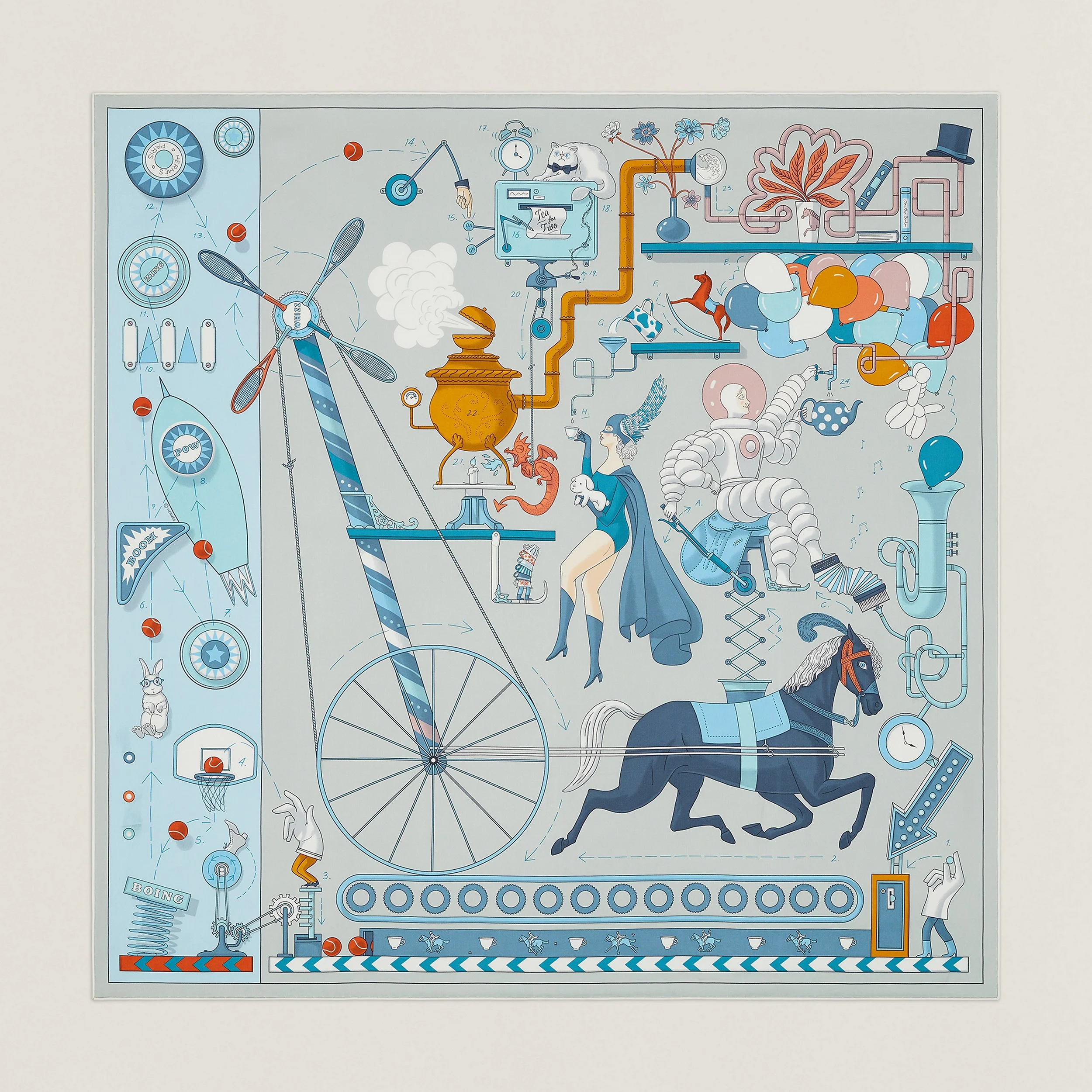 HERMES エルメス カレ 90 Tea for Two ティーフォートゥー Tea for Two — Jonathan Burton